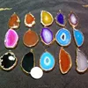 Wholesale agate slices with gold 10-90mm shape yellow red white stone beads natural polished for jewelry making