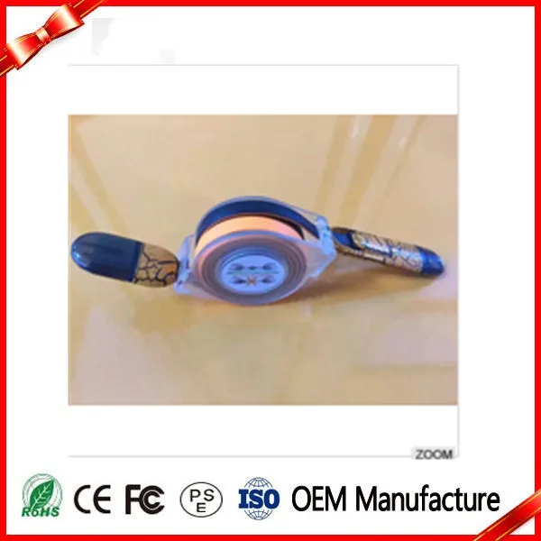 Mobile phone accessories wholesale retractable colored 2 in 1 usb cable