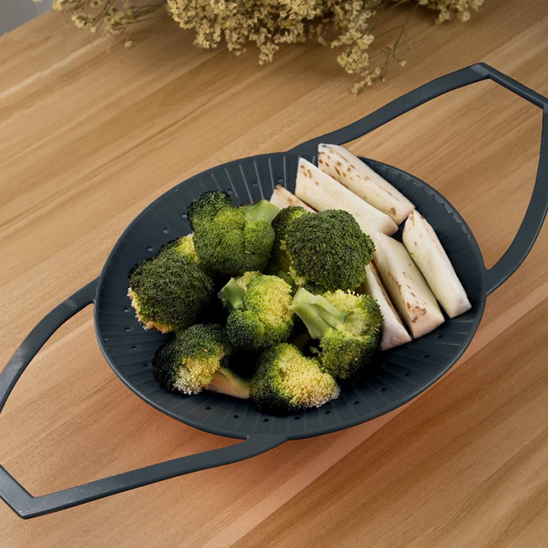 Heat Resistant Premium Silicone Vegetable Steamer Basket/plastic