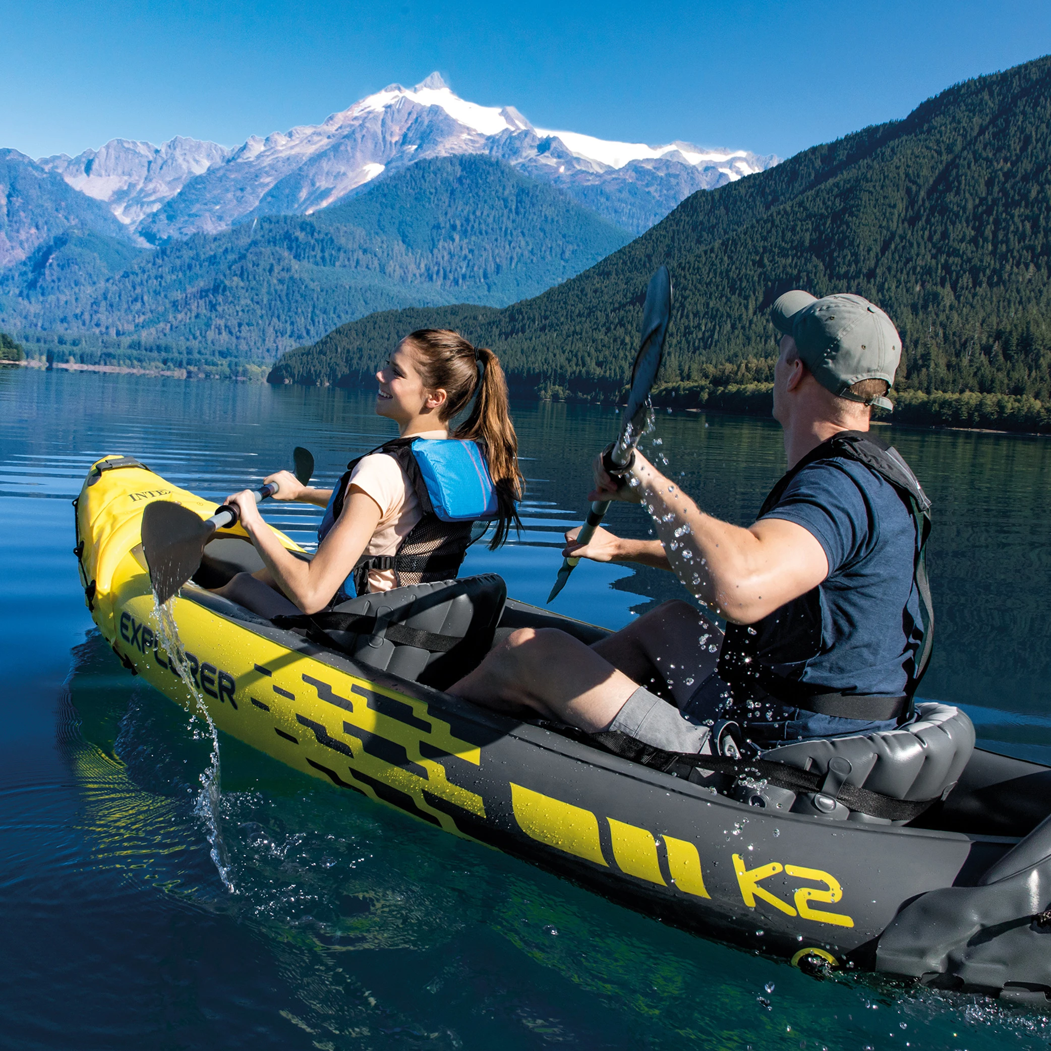 
Intex K2 Kayak 2 Person Inflatable Boat with Paddles and Pump 