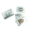 Silver Plated 100 Dollar Pattern Design Waterproof Plastic Playing Cards with Certificate