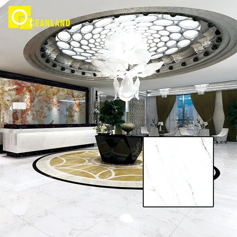 800x800 Indian Luxurious White Glazed Porcelain Interior Floor Tiles