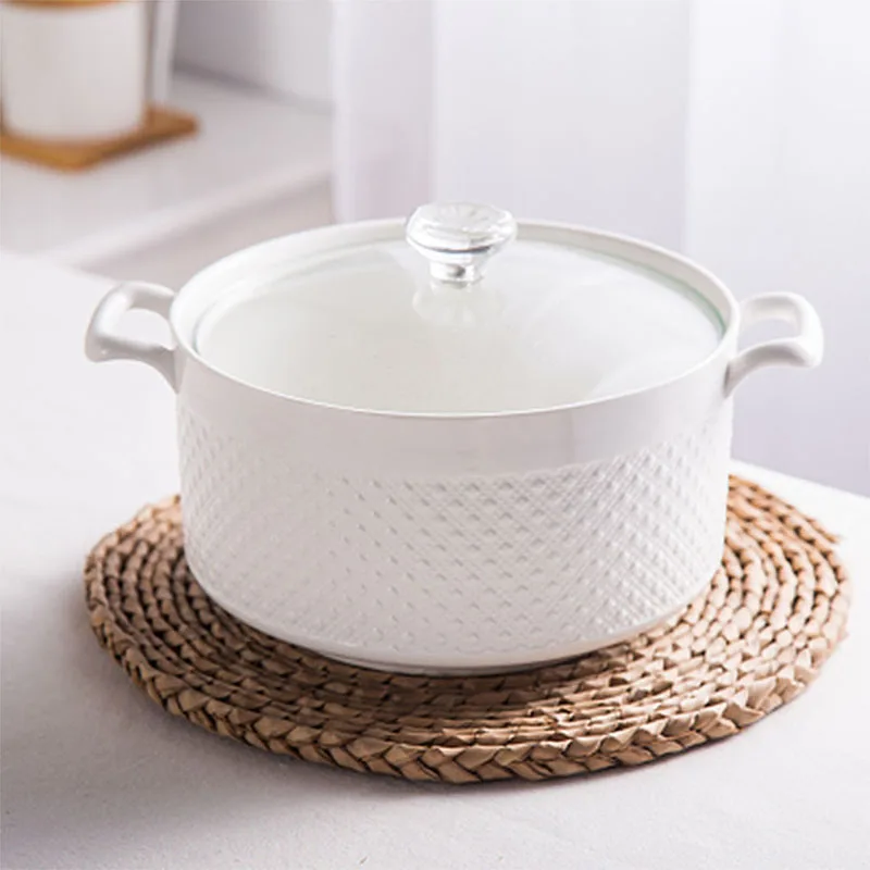

Restaurant top grade food warmer casserole ceramic casseroles Home use casseroles, White