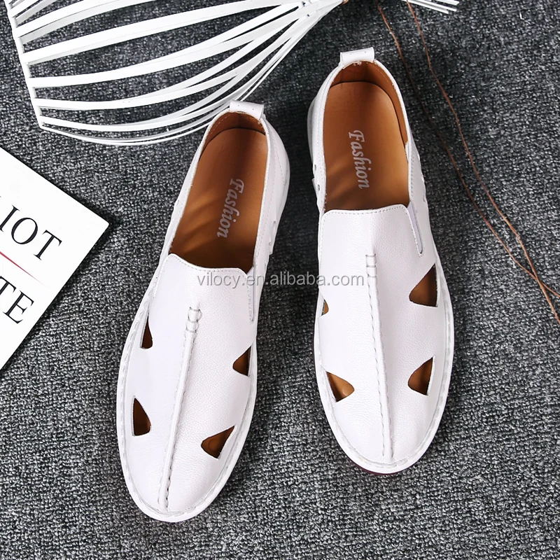 Men Closed Toe Genuine Leather Side Hole Summer Sandals Buy Closed