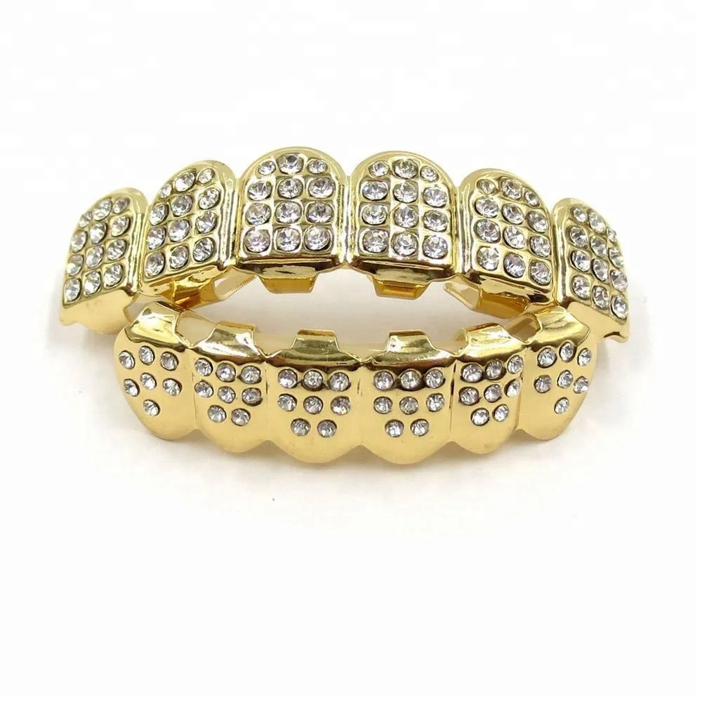 

Gold Teeth Grillz With Diamond Grills Hip Hop Jewelry