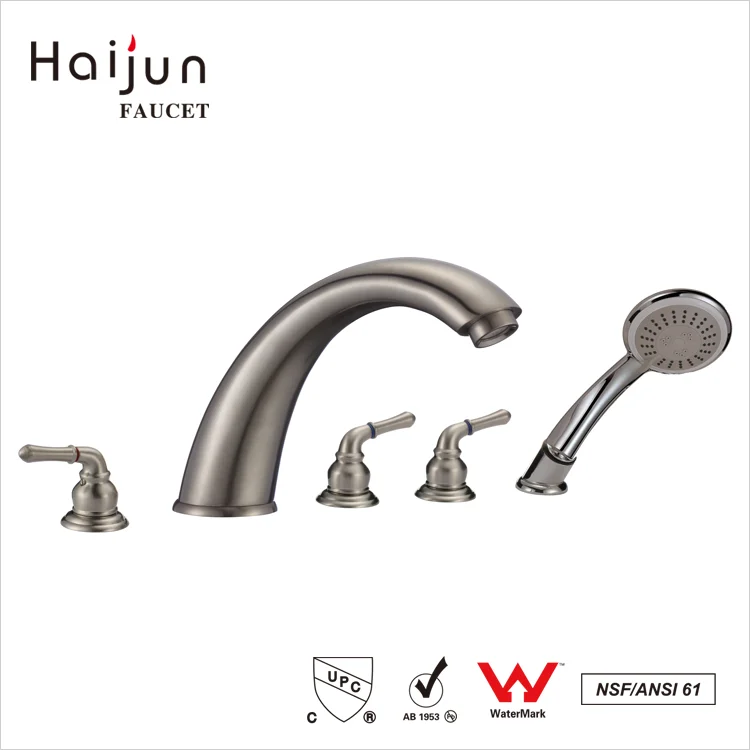 Contemporary Ceramic Cartridge 3 Handle 5 Holes Bathtub Tap Faucet