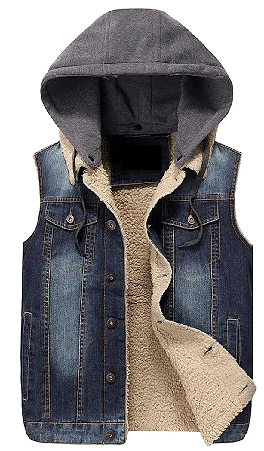 Cheap Hooded Sleeveless Denim Jacket, find Hooded Sleeveless Denim