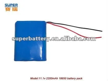 18650 Lithium ion battery pack 11.1V 2200mAh With PCB Protection