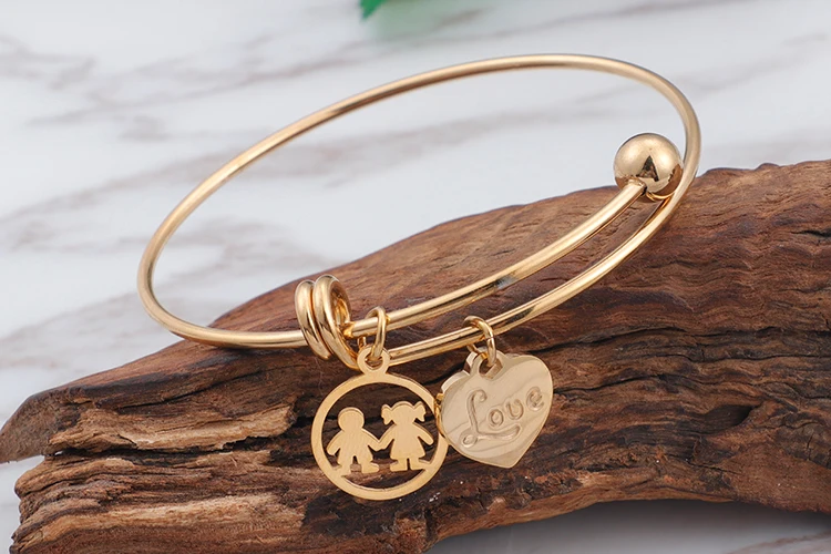 Wholesale custom logo name unisex jewelry stainless steel metal personalized gold plated initial charm bracelets
