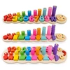 Multifunctional wooden Geometry matching board game 5 column set blocks wood toy