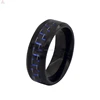 Titanium black and blue carbon fiber ring, vintage male titanium rings