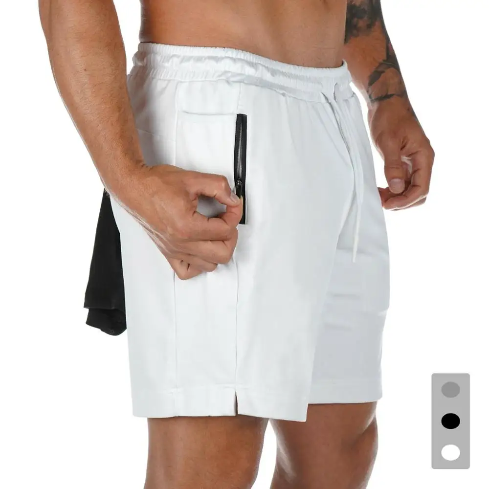 Mens 2 in 1 Active Running Shorts with Zipper Pockets Athletics Training shorts