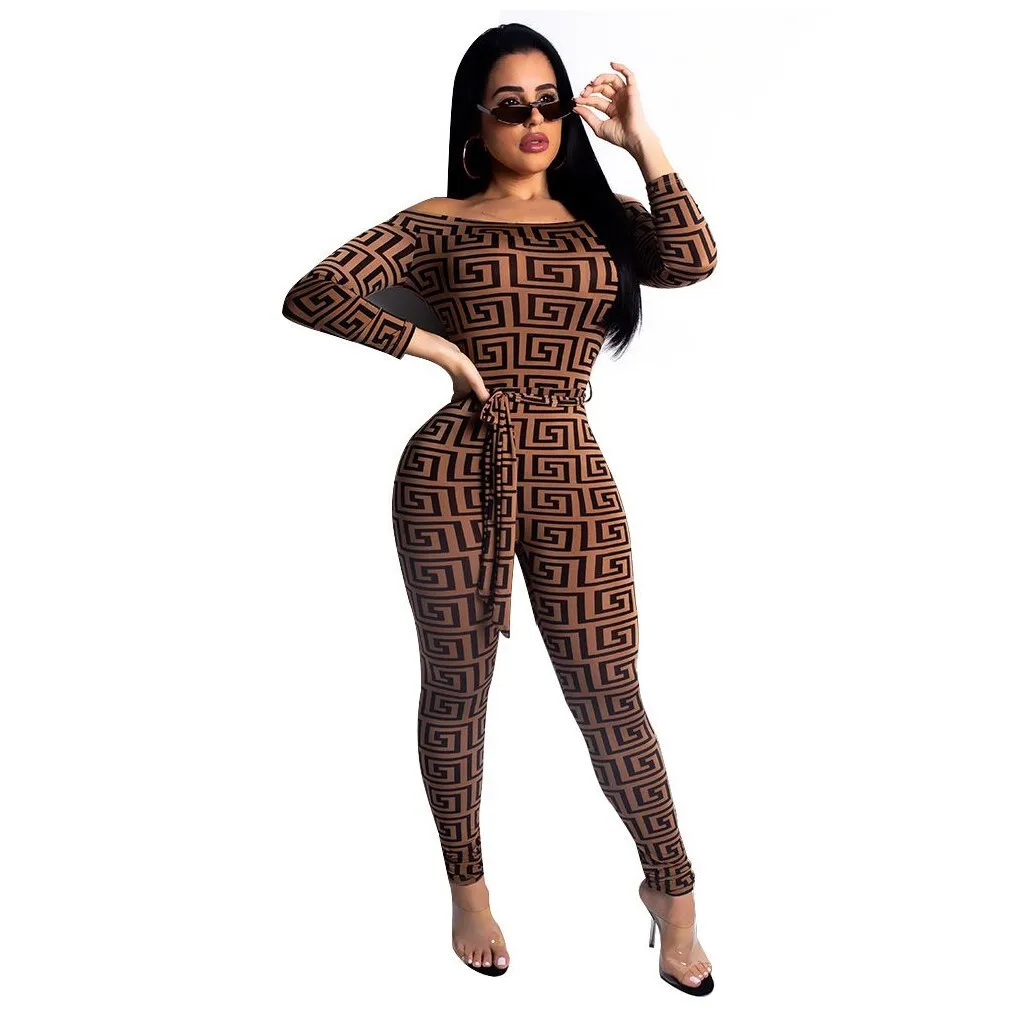 

MT647-5074 Custom Design Wholesale Elegant Off Shoulder Print Jumpsuit