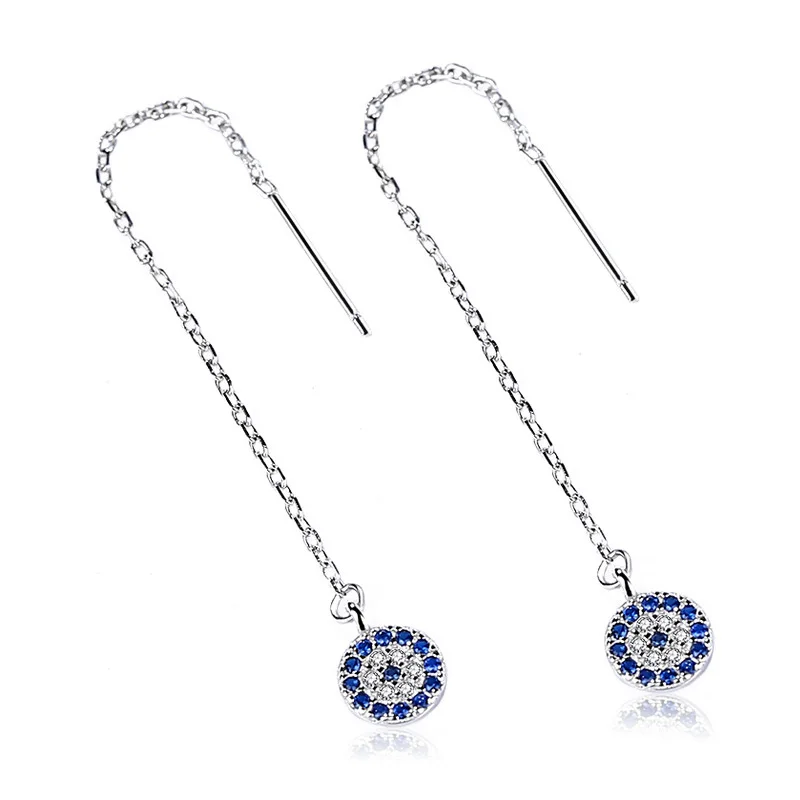 

925 silver long cubic zirconia drop earrings, Picture