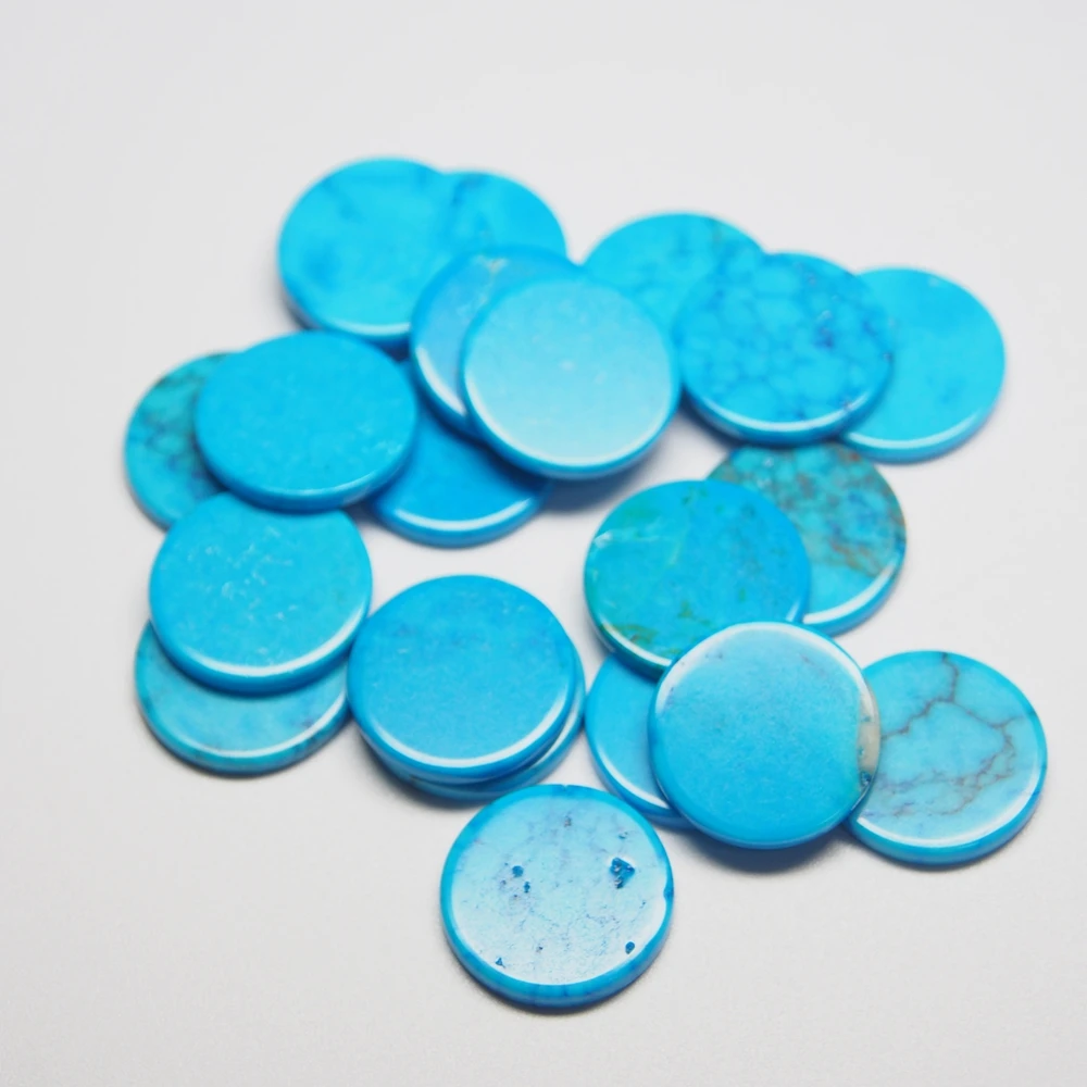 

12mm Natural Blue Turquoise Coin Gemstone Round Flat plate disc stone