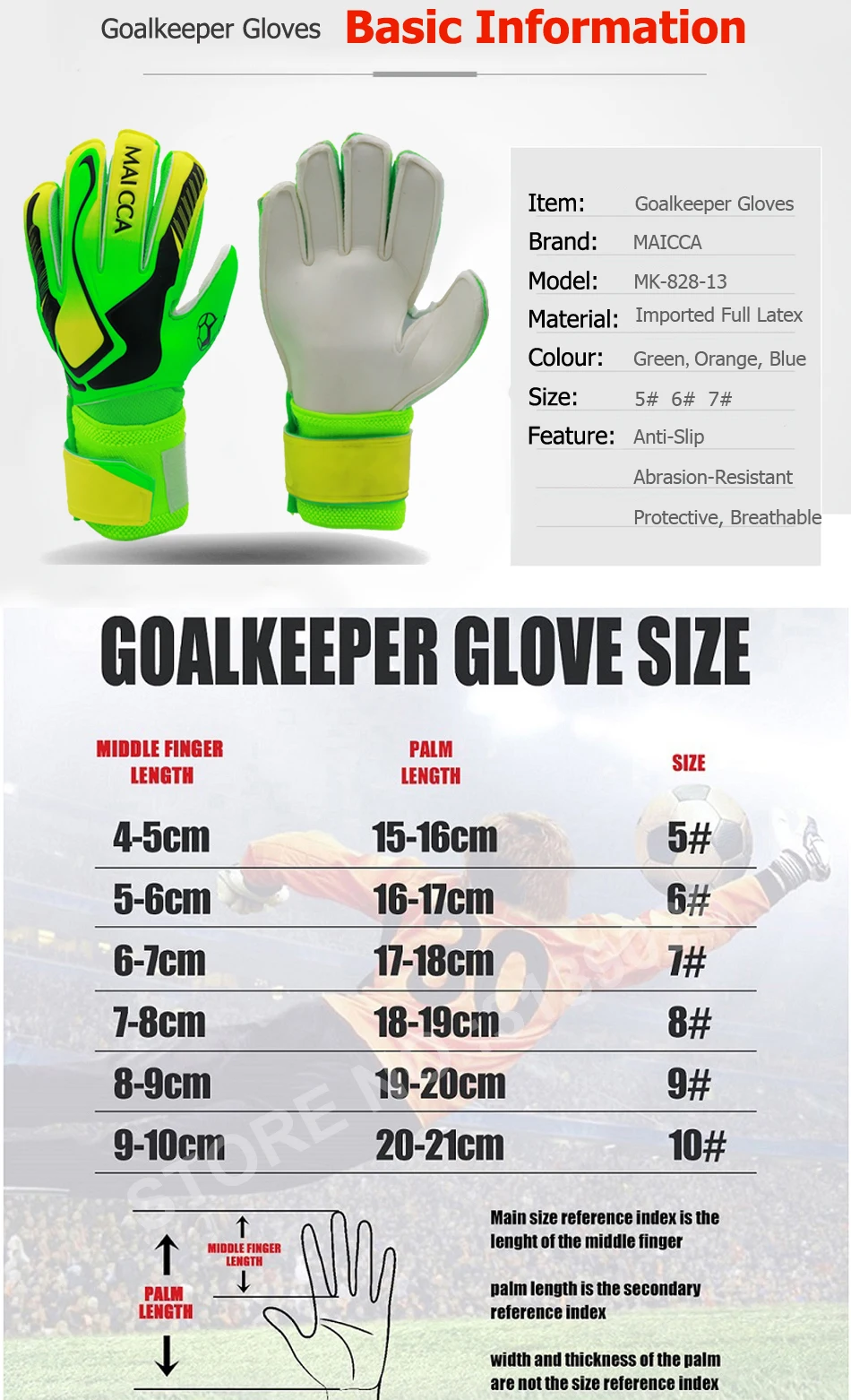 Soccer Goal Keeper Gloves Red Adult Goalie Gloves Size Medium 