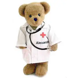 doctor teddy bear with stethoscope