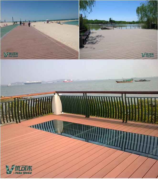 
Vyokewood WPC Wood Plastic Composite Decking Oak Solid Wood Flooring Looks Like Wood Flooring for Swimming Pool 