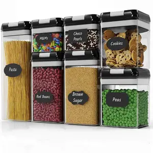 Image of 7 PC Clear Airtight Pantry Food Storage Containers BPA Free Plastic Set