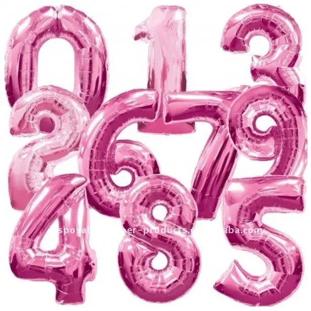 pink foil number balloons