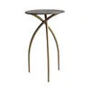 Small oak wood round metal stainless steel accent side table