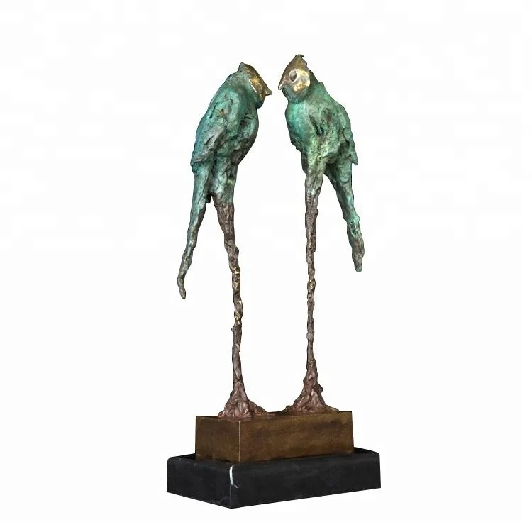 

DW-206 Abstract Bronze Couple Parrots Sculpture Green love bird Animal Metal Craft Figurine Wedding gifts decor