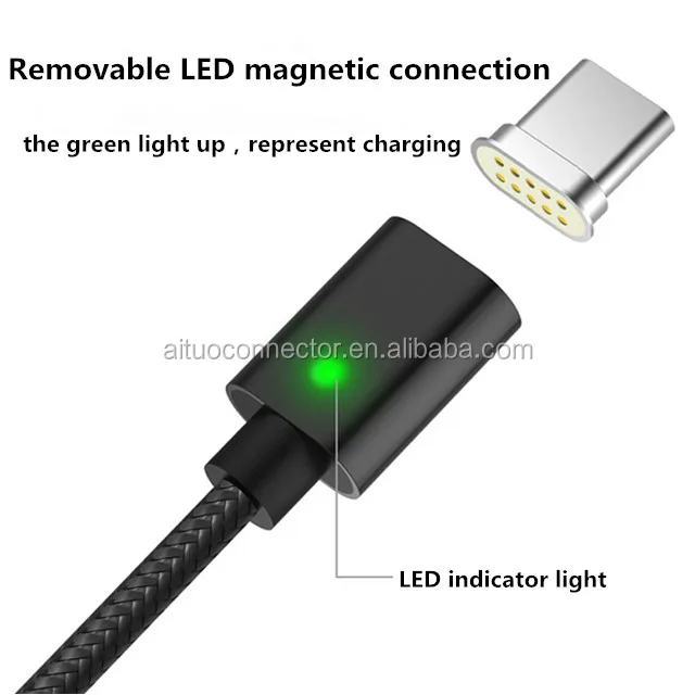 2.4A Quick Charger Metal Micro USB Smart Magnetic Charging Data Cable For Mobile Phone