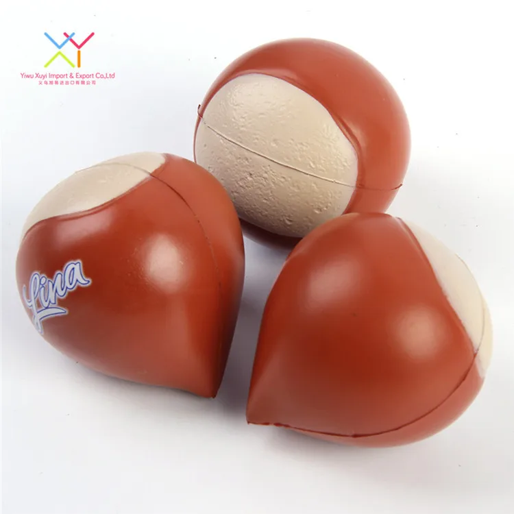 Factory Price PU Foam Manufacturer Promotional Chestnut Shape Stress Ball food series for kids