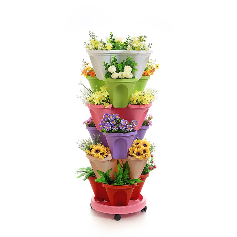 

Office home stackable plastic plant flower pots bulk, Colorful