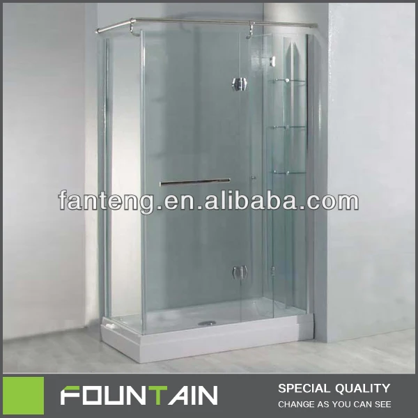 Free Standing Rectangular Shower Enclosure With Bath Curtain Rod