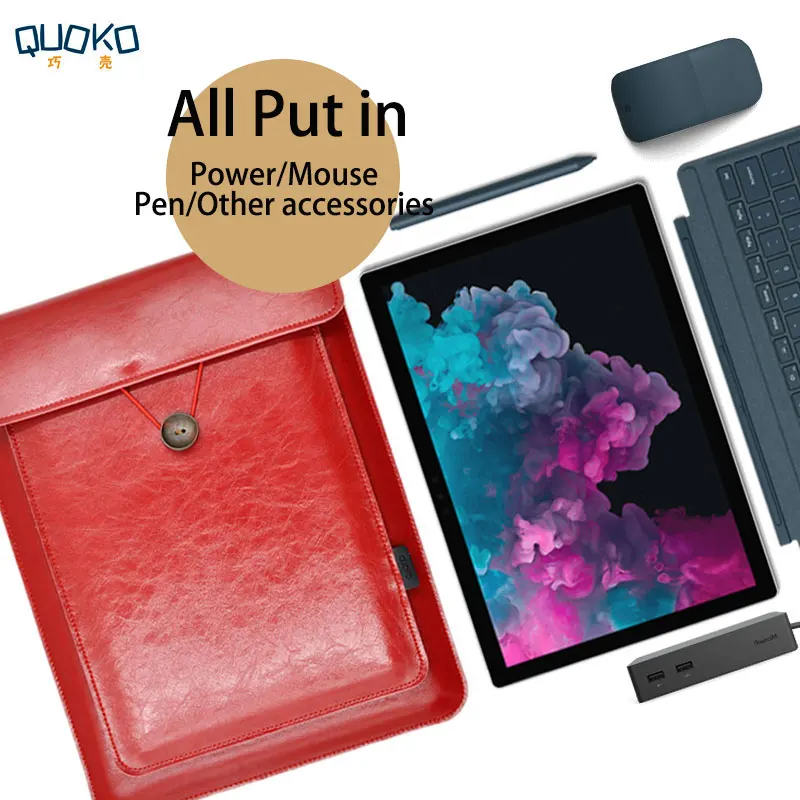 Double Layer High Capacity Style Leather Laptop Bags Sleeve Case,For