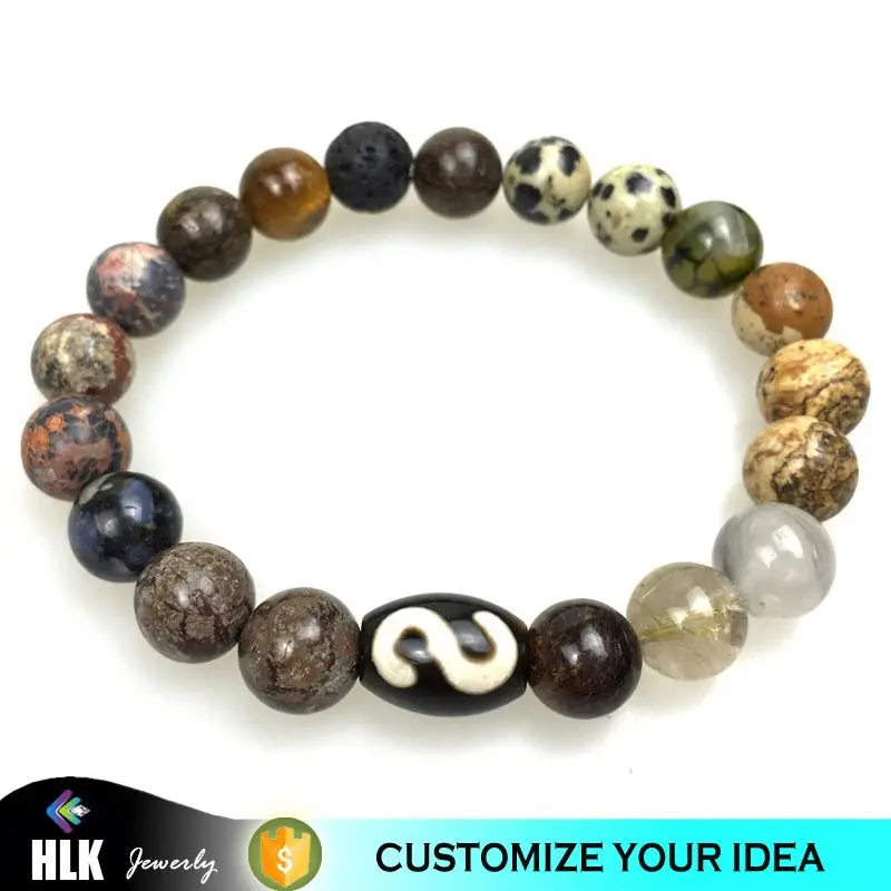 

Lucky Healthy Oval Tibetan Dzi  Tiger Eye Opal Costume Jewellery Hand Made Quality Band Bracelet, Mix