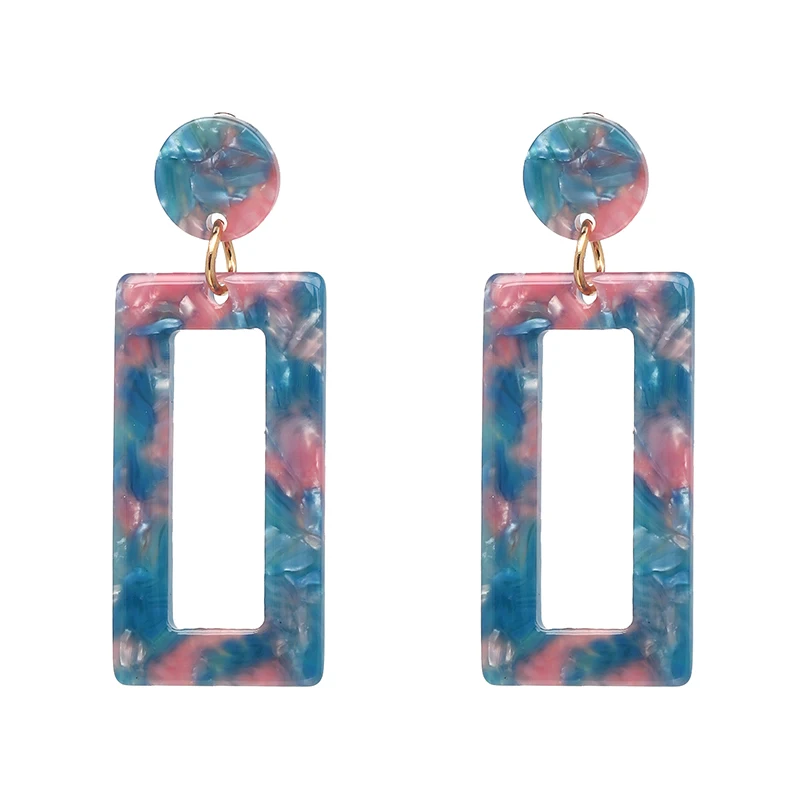 

JuJia Stock Fashion Jewelry New Brand Acrylic Statement Earrings Geometric Drop Resin Earrings For Women Accessories, Multicolor