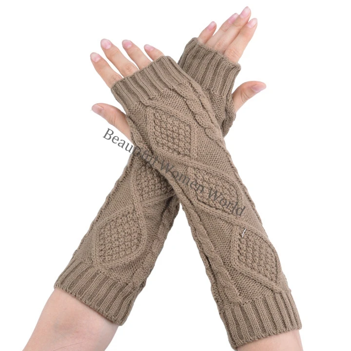 Winter Gloves Women Fashion Arm Warmer Fingerless Long