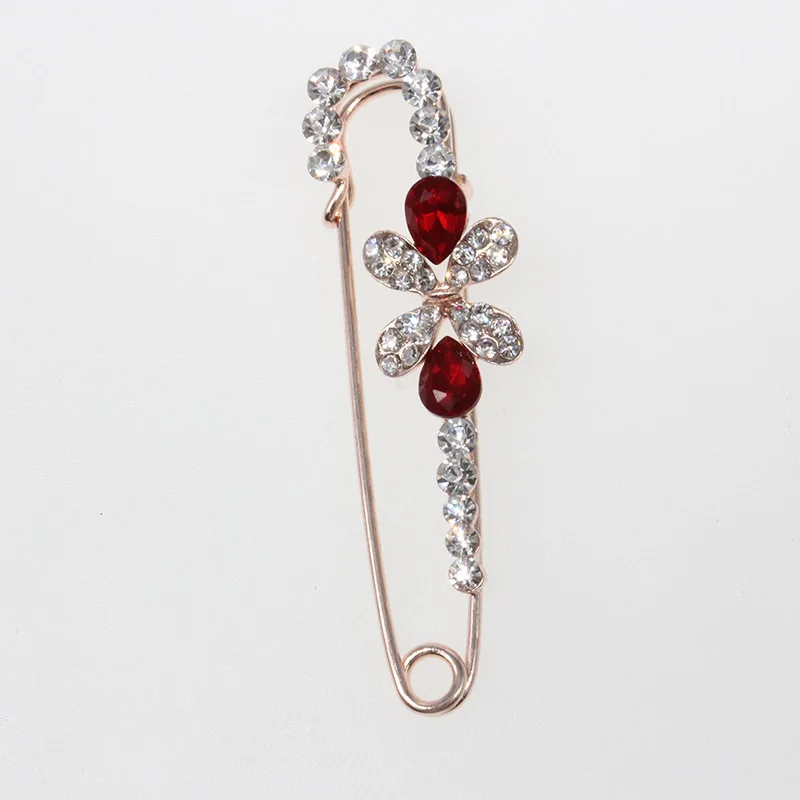

Vintage Assorted large red crystal Flower Fashion Rhinestones Safety Pin and Brooches for Women, Various, as your choice