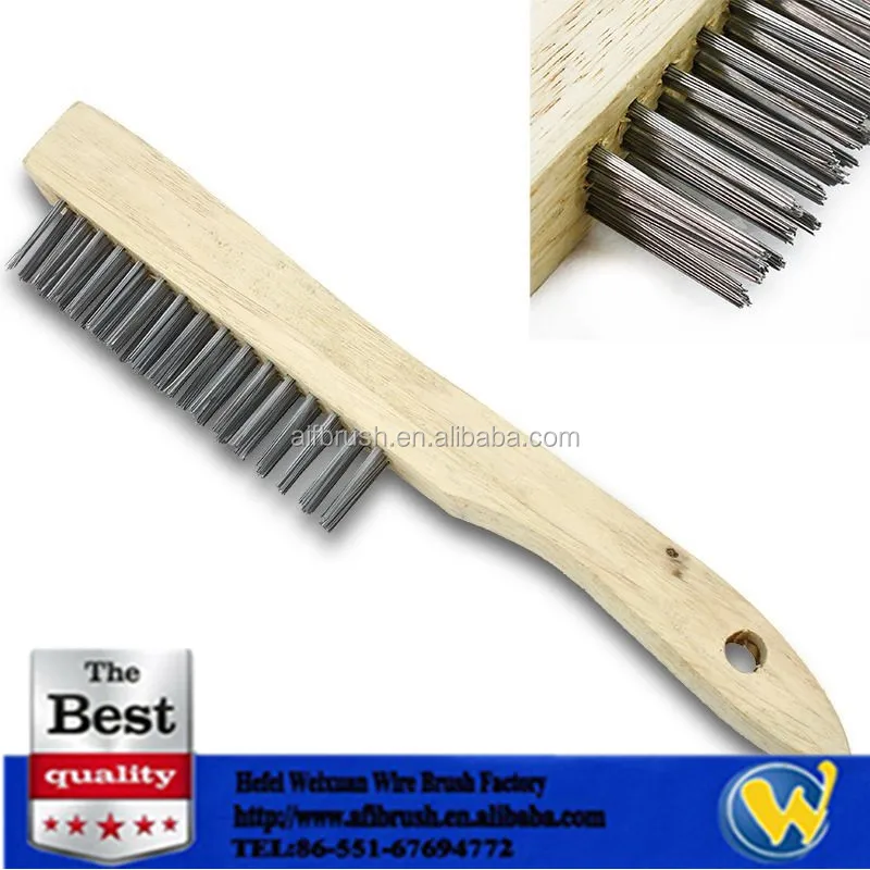 Stainless Steel Wire Wooden Brush With Metal Bristle Use For Deburring