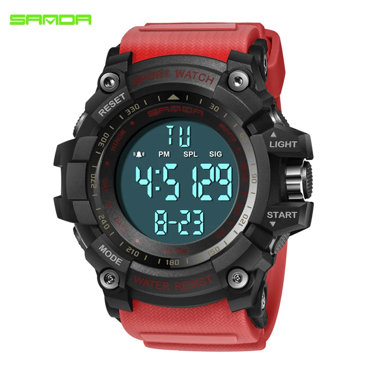 

SANDA 359 New Watch Men Climbing Sports Wristwatches Big Dial Military Watches Alarm Shock Resistant Waterproof Watch