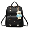 PU Leather Schoolbag Backpack Sewing Thread Soft Surface Little Bear Doll Solid