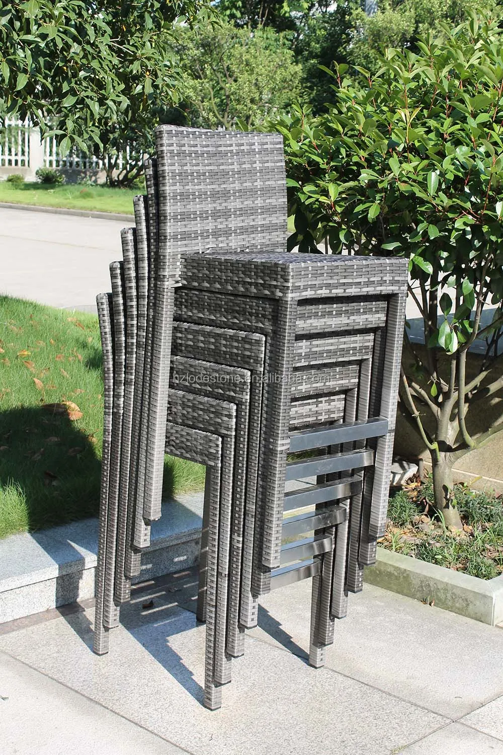 Bestselling 7pcs Outdoor Rattan Bar Chair Set,Garden Bar Table