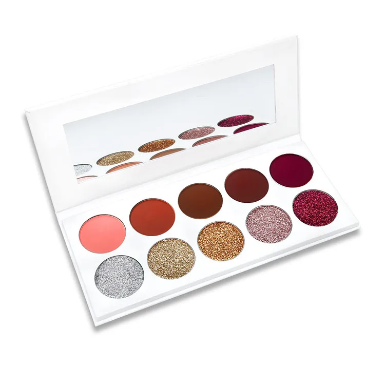 

Free Sample 10 glitter color eyeshadow palette custom packaging private label makeup, 10 colors