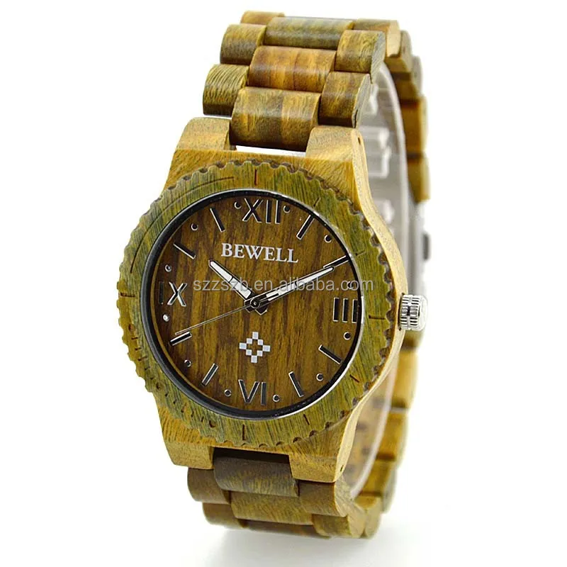 

Unisex bewell wood watch with your own logo Japan quartz movement handcrafted creative watch natural wood watch OEM Dropshipping