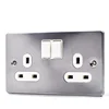 BS 13A 2 gang double pole switched metal socket