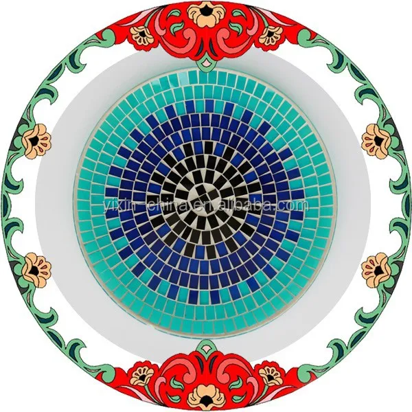 DIa 30cm Oceam Style Decorative Silvery Seashell Mirror Mosaic Glass Fruit Plate