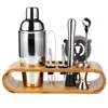 10-Piece Cocktail Shaker Set with Stylish Bamboo Stand - Perfect Home Bartender Kit and Bar Tool Set