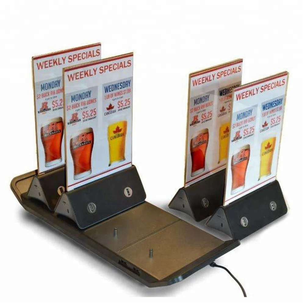 

High quality Menu stand Charging dock Table Tent Charger Restaurant Menu Power Bank, Customzied