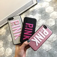 

Bling Bling Alphabet Pink Embroidery Anti-Shake Cell Phone Cases