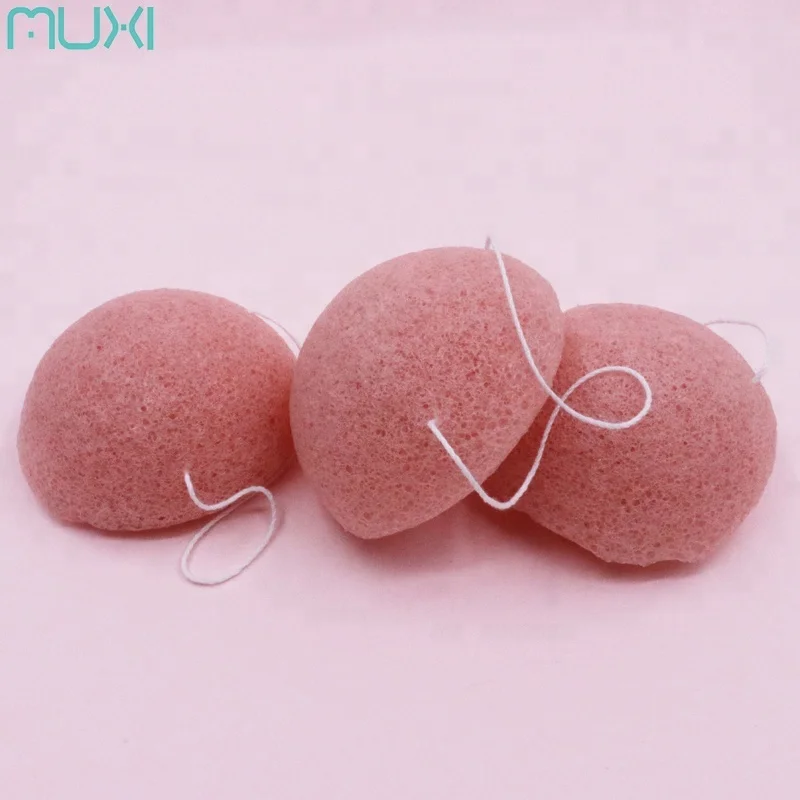 

Fast Delivery Organic Faicial Cleaning Konjac Sponge In stock Low MOQ Cherry Pink Half Ball Konjac Sponges Natural, Cherry pink or custom