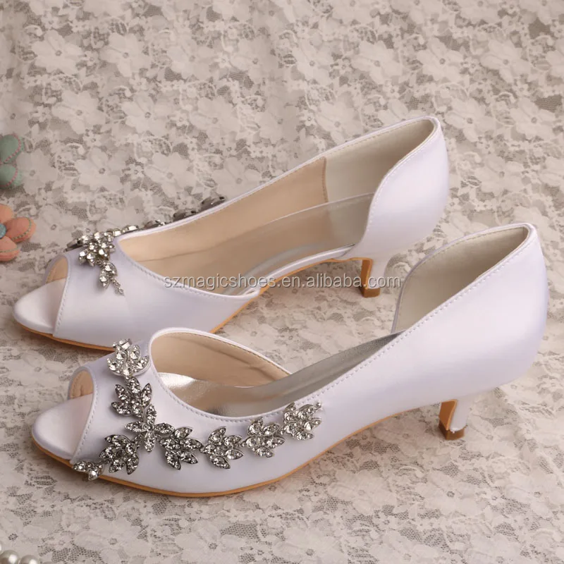 

(22Colors) Women Low Heel Party Shoes White Satin