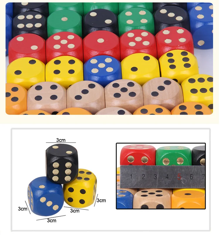 Custom Color Point Wood Dice 3cm 4cm Entertainment Party Family Game