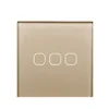 EU UK standard white glass 3 gang 1 way wall touch switch sensor light switch